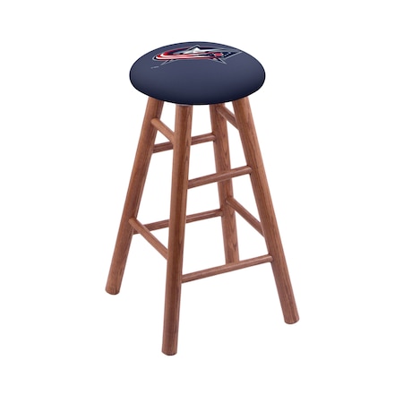 Oak Bar Stool,Medium Finish,Columbus Blue Jackets Seat